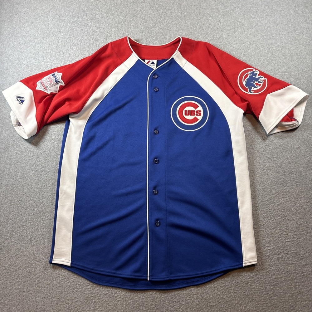 Majestic Chicago Cubs Men's Jersey Sz L MLB Derrek LEE #25 Blue Excellent Cond.